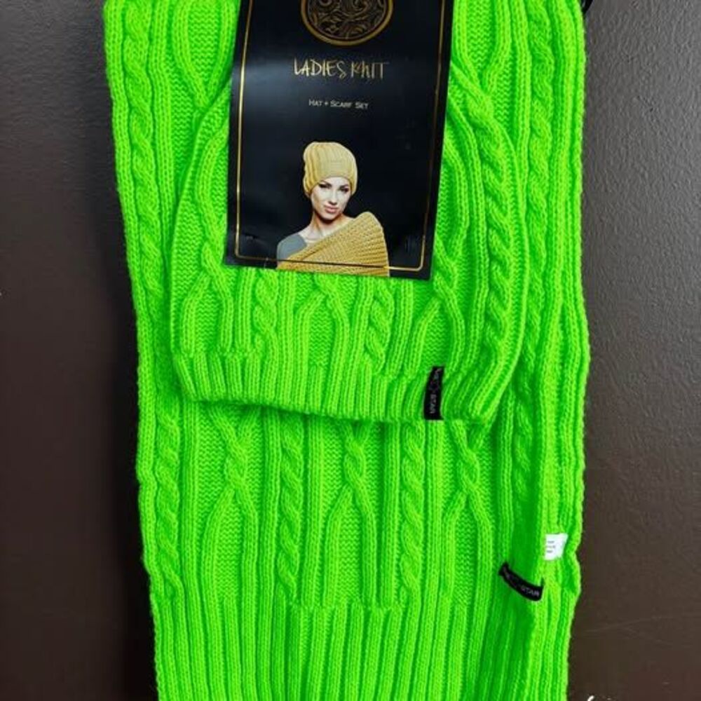 Neon Green Scarf/Hat set